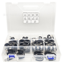 跨境90pcs盒装 304不锈钢R型管夹橡胶缓冲绝缘电缆夹6-25mm组合装