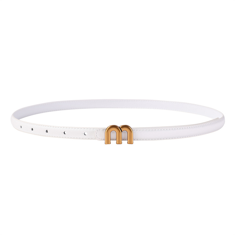 Cinturón de mujer 2024 nuevo de aleación coreana con hebilla de botón M, estilo INS simple, cinturón de pantalones multielemento para mujer_voghion.com