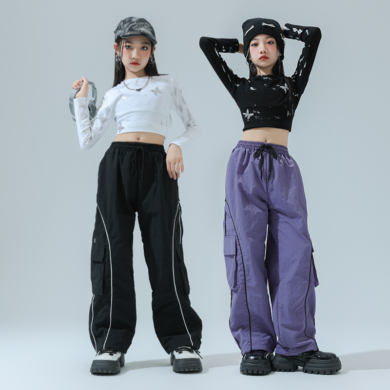 소녀 스트리트 댄스 의상 어린이 힙합 라틴 댄스 슬림 핏 달콤한 쿨 패션 의상 세트 재즈 댄스 의상 공연 의상