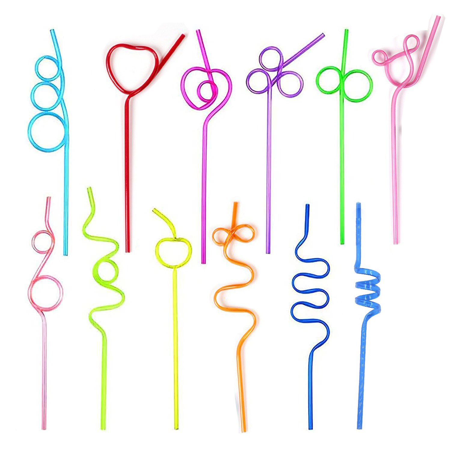 跨境一次性塑料吸管百变造型创意硬吸管鸡尾酒装饰PET冷饮吸管