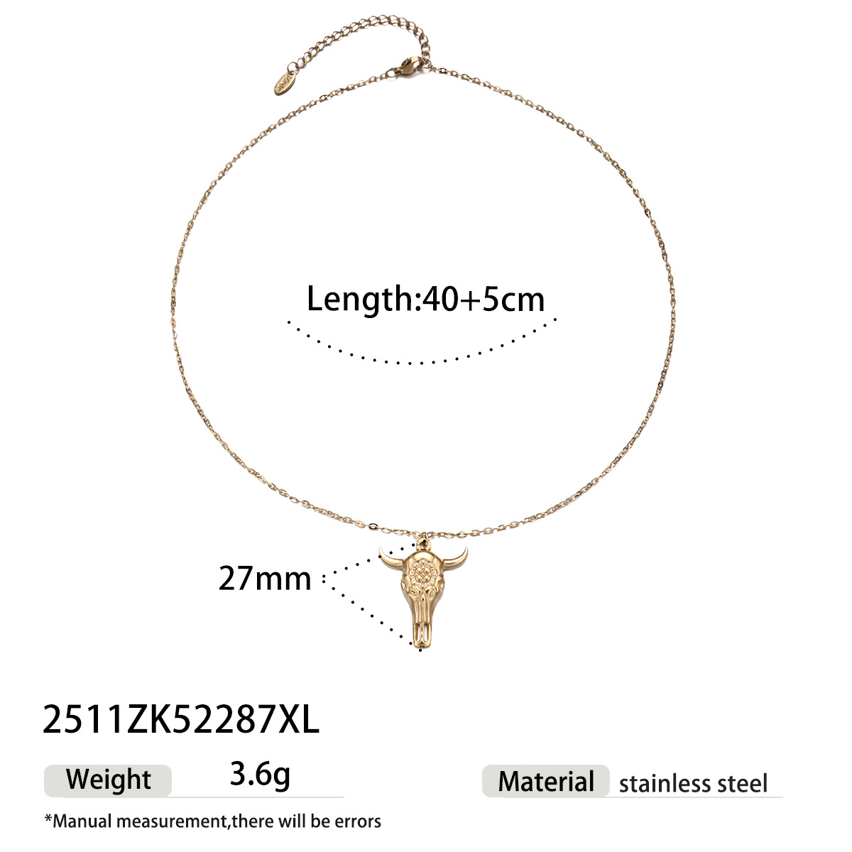Collar de acero inoxidable para mujeres no se desvanece, colgante de toro universal, cadena de clavícula, nicho de venta transfronteriza para mujeres image 7
