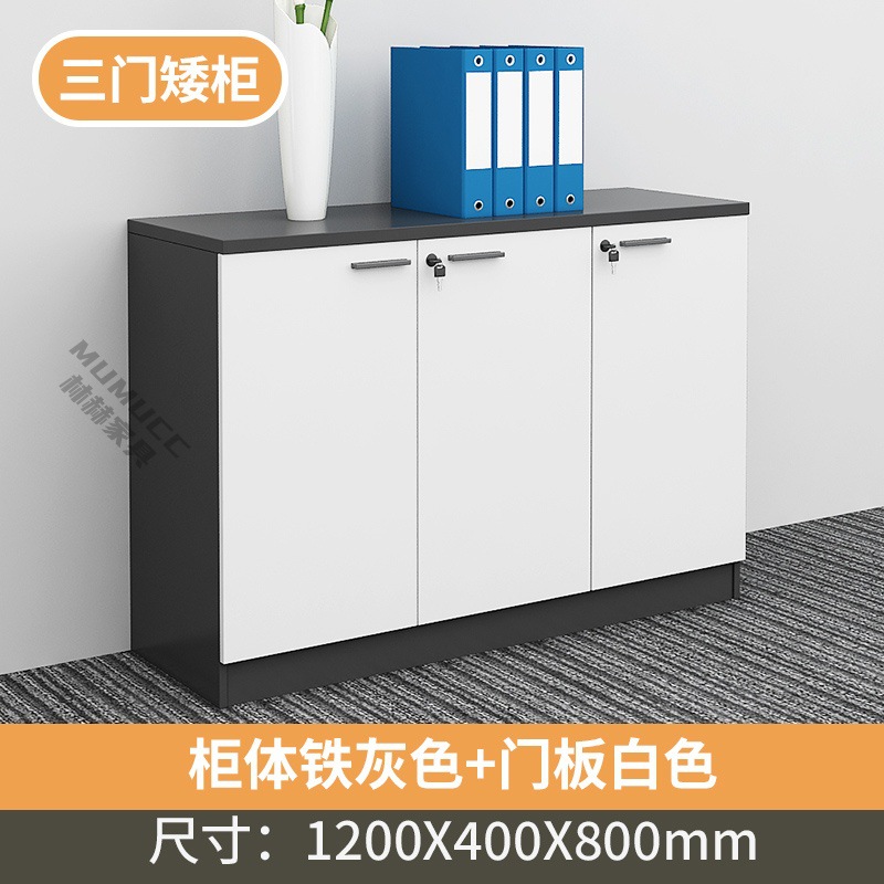 3-door cabinet (white + iron gray)