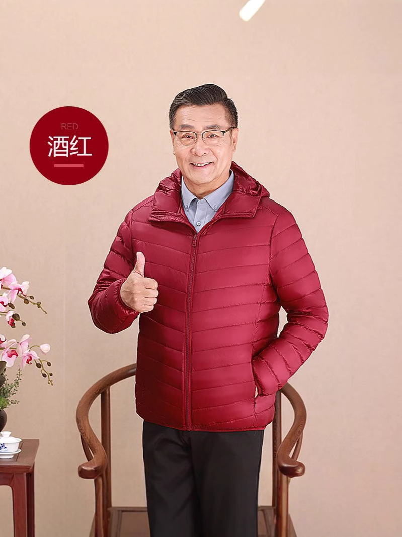 Chaqueta de plumón ligera transfronteriza hombre de mediana edad padre vestido de cuello corto invierno chaqueta de abrigo de invierno