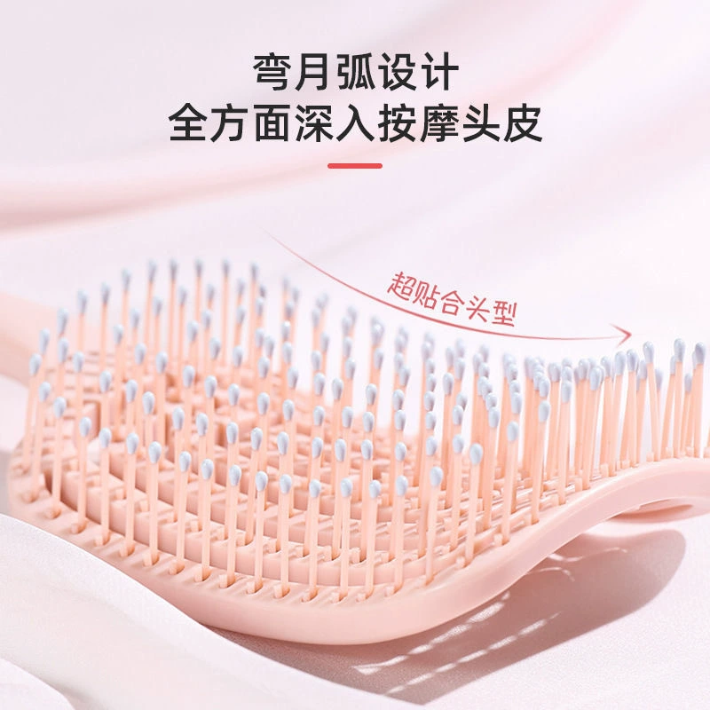 Paddle Hair Brush, fluffy high crown design, air-cushion vent, long-hair detangler, 25 cm