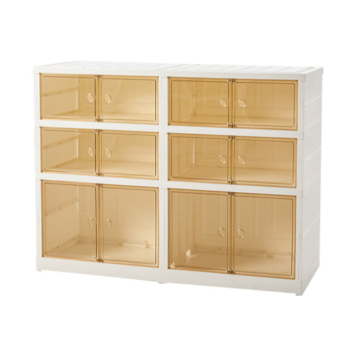 Installation-free folding shoe cabinet four-door integrated shoe storage box transparent shoe rack household door dust-proof shoe box wholesale