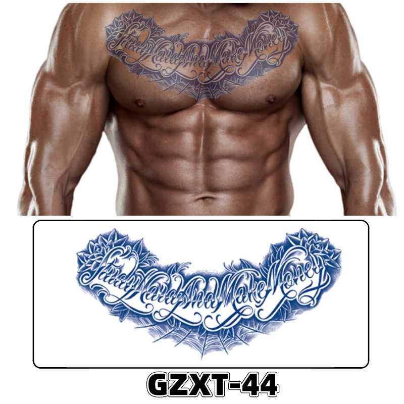 Pegatinas de tatuaje de jugo de pecho de flores pegatinas de tatuaje de hierbas de brazo grande de flores sudor impermeable media hoja alas de flores pegatinas de tatuaje al por mayor