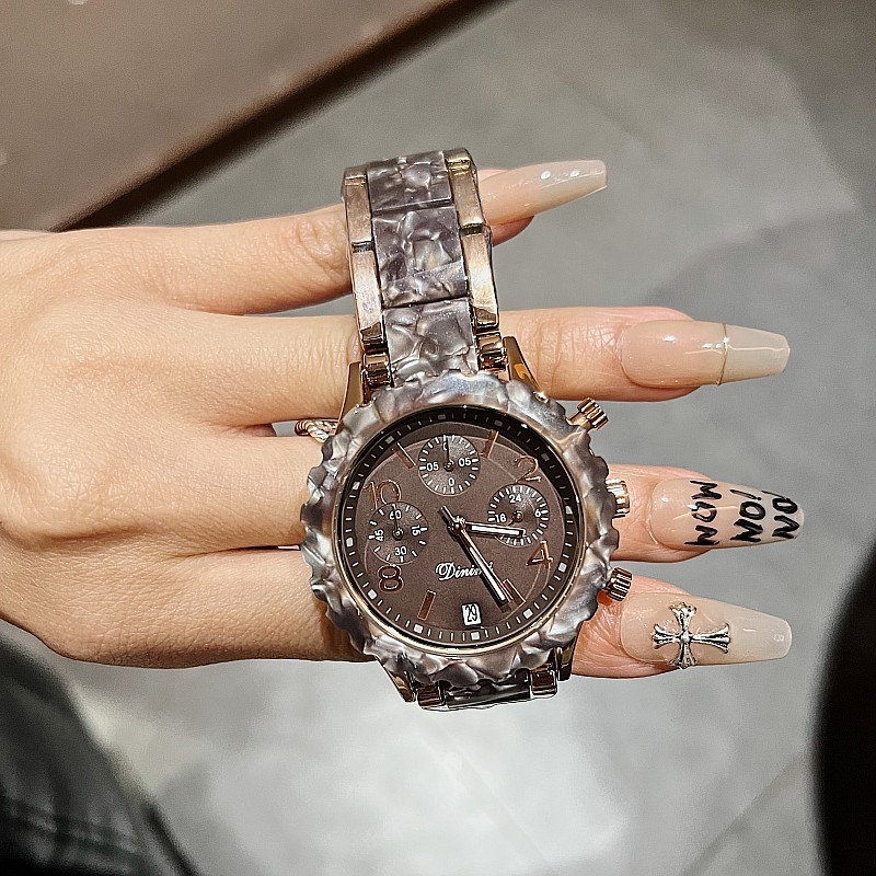 Timiny Modello in marmo colorato Cinturino per orologio alla moda Moda Internet Celebrity Digital Face Band Calendario Cinturino in acciaio Orologio da donna_voghion.com