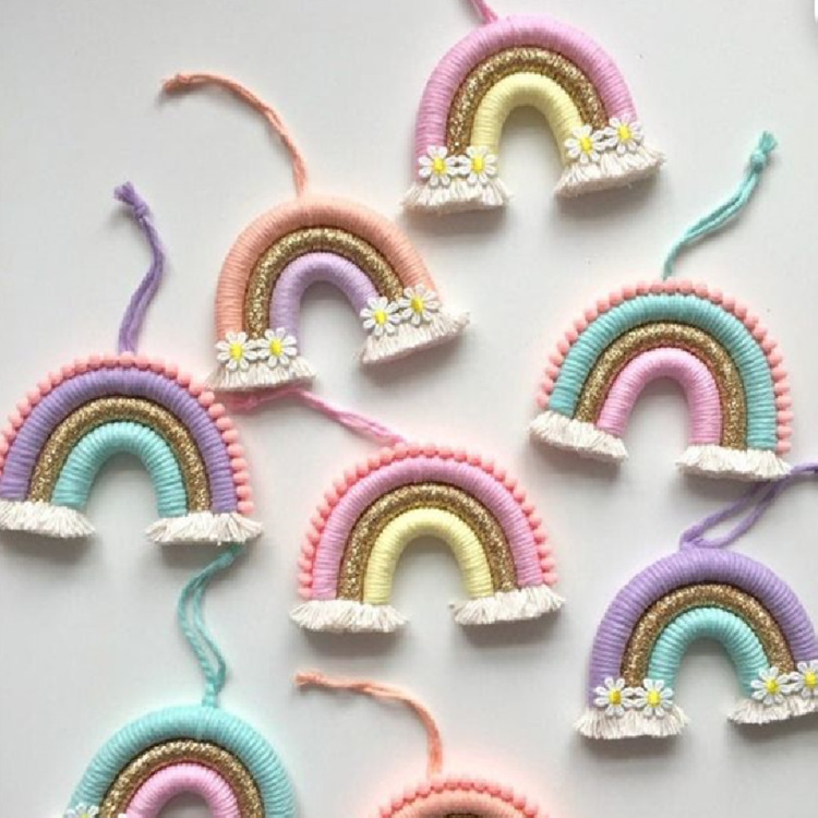 ins new pattern Hand-knitted Daisy Little Rainbow Room bedroom Pendant originality student schoolbag Pendant wholesale