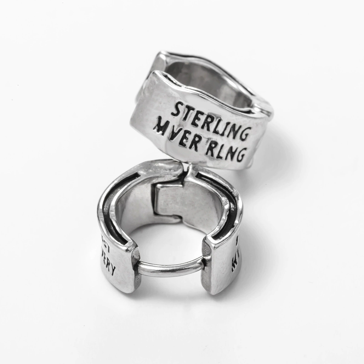 Earrings stainless steel with letters, geometric accessory, wholesale