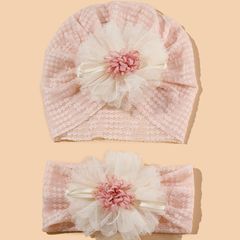 ins flowers lace headscarf hat infant summer princess hat and hairband set girl baby halo protection cap 