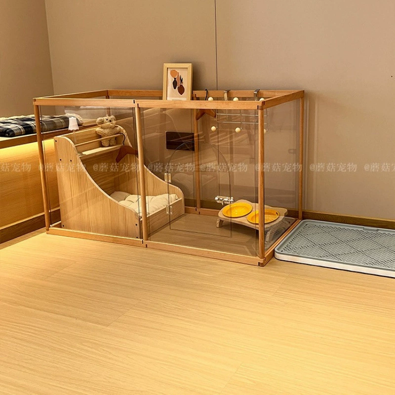Деревянный акриловый забор для собак Mushroom Pet Park, свободное соединение, специальный прозрачный вольер для бишон фризе, для использования в помещении