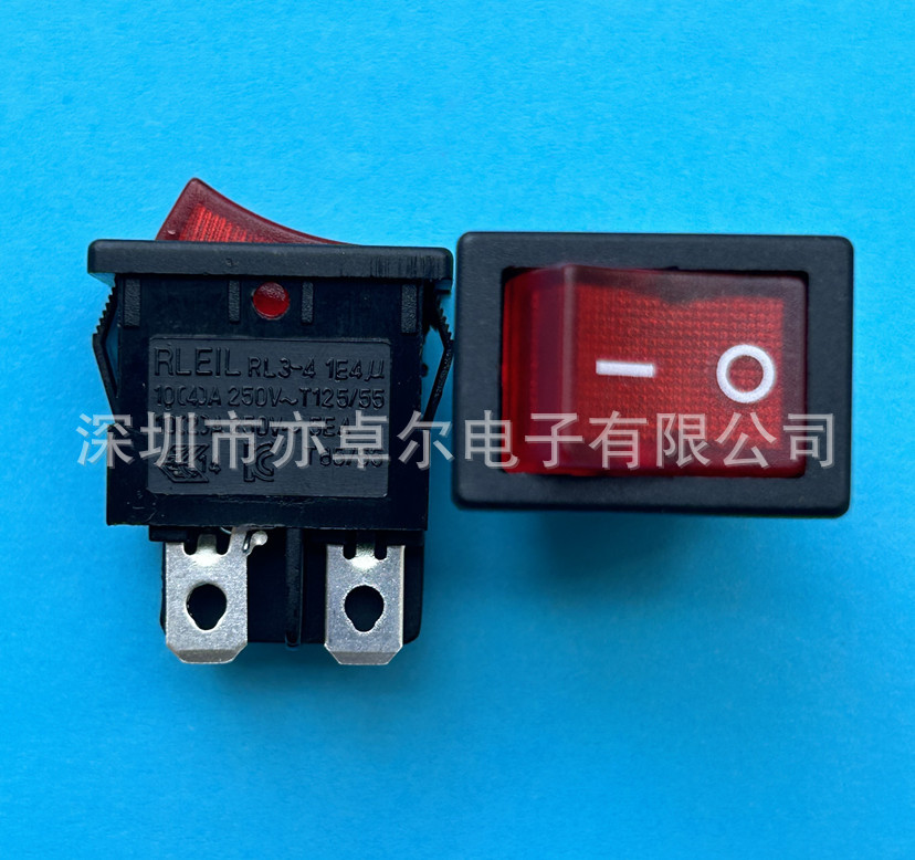 台湾RLEIL力和原装船型跷板开关RL3-421N-H-2RE大电流16A125V红灯