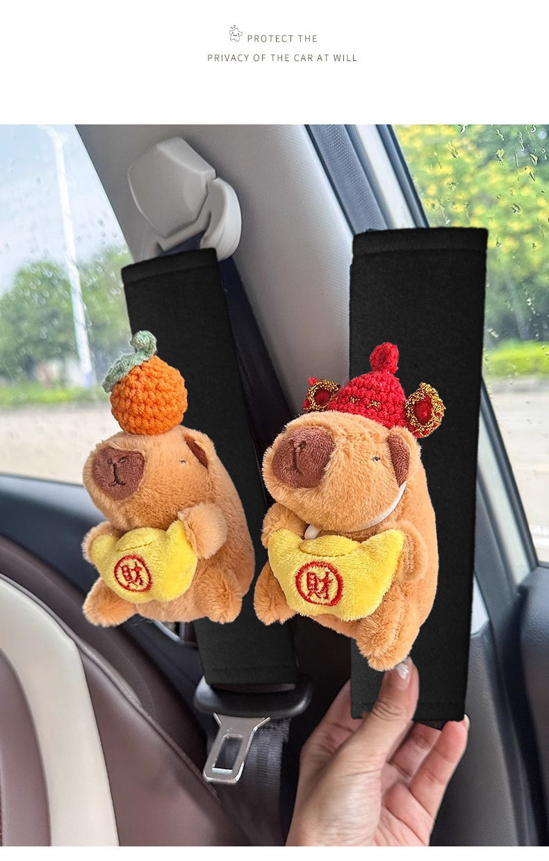 Kapibala Car Seat Belt Shoulder Cover Girl's Car Interior Decoration Internet Celebrity Capybara Cartoon Anti-Ripper Neck Protective Cover