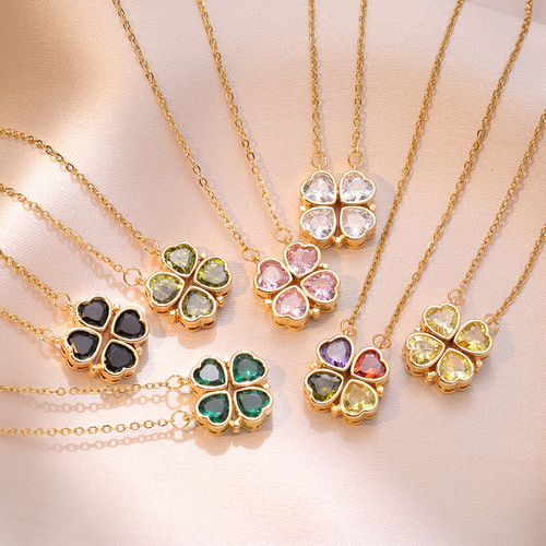 Four-leaf clover necklace for women, multi-wear love deformation, niche design, chic temperament, four-leaf clover fashion jewelry wholesale