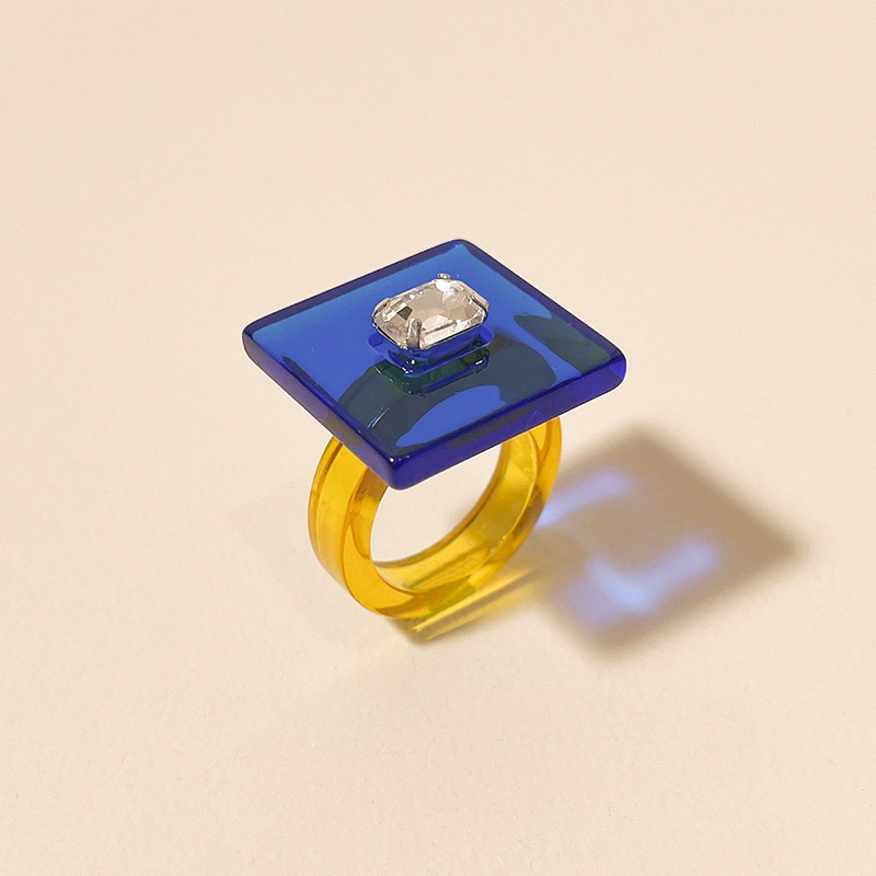 1 Piece Quantity Daily Occasion Acrylic Material Simple Style IG Style Rectangle Arylic Inlay Gem Women's Rings