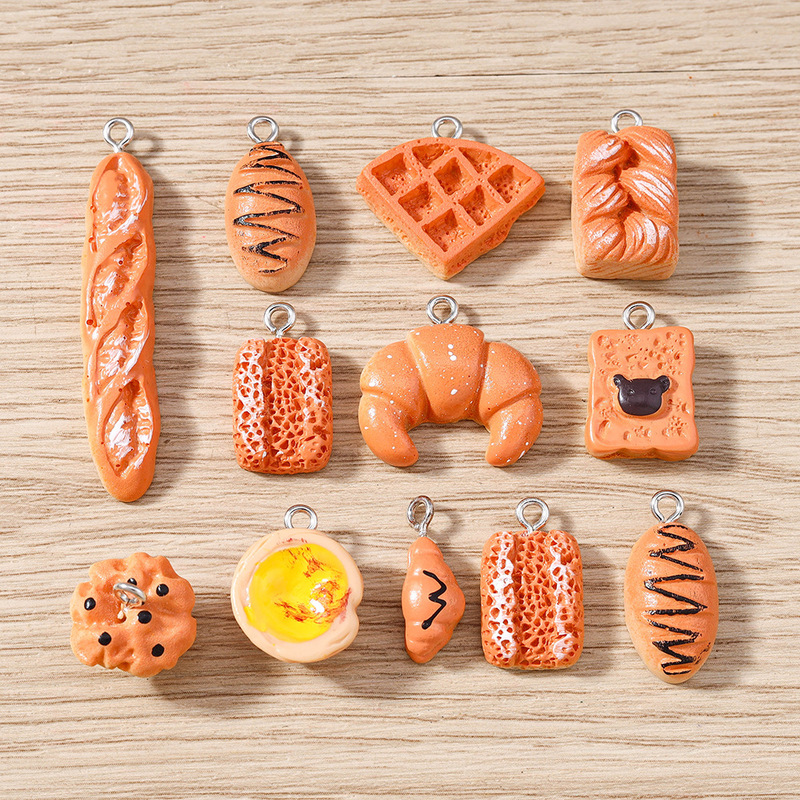 10 Pieces/Pack New Baguette Accessories Cake Tart Bracelet Necklace Keychain Pendant Charm