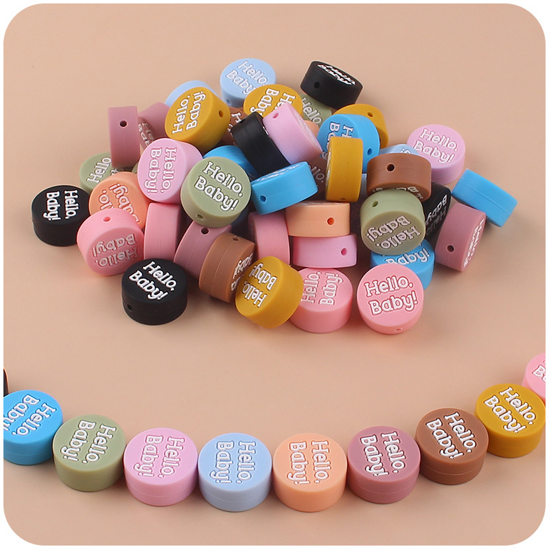 Bebé suministros de dibujos animados HOLA bebé redondo de silicona pequeño mordedor bebé molar pezón anti-caída cadena Accesorios