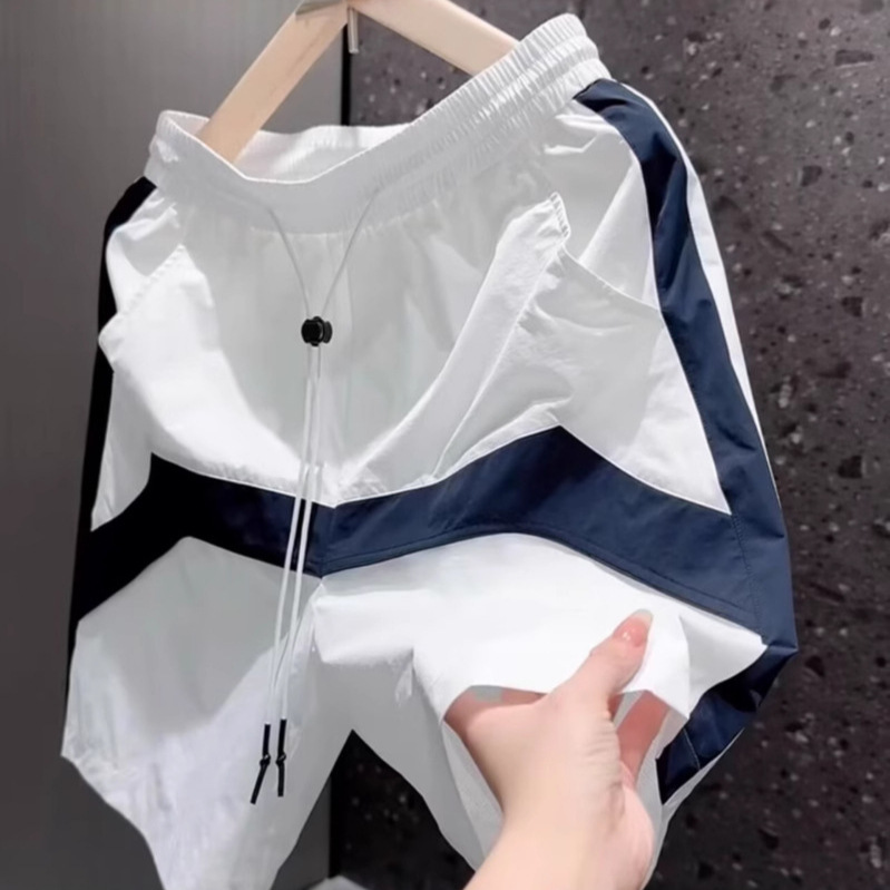 Men's Casual Shorts Loose Straight Sports Quick-Drying Beach Pants American Color Matching Five-Point Pants 2025 Summer New Style