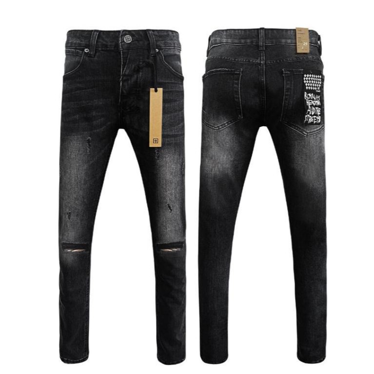 Cross-Border Skb Fashion Ksubi Retro Ripped Washed High Street Men's and Women's Casual Trendy Black Stretch Jeans