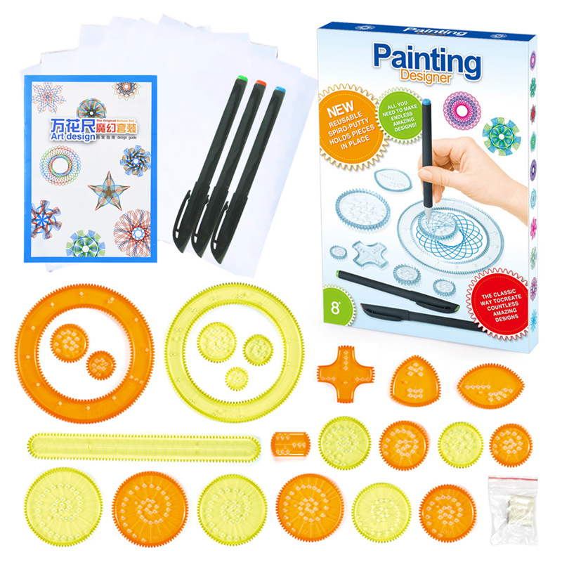 Traje de caleidoscopio transfronterizo Plantilla de pintura de arte infantil regla papelería traje pintura mágica caleidoscopio