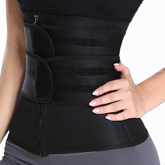 Cross-border Factory Waist Trainer Sports Sweat Postpartum Body Shaping Double Belt Zipper Belly Belt