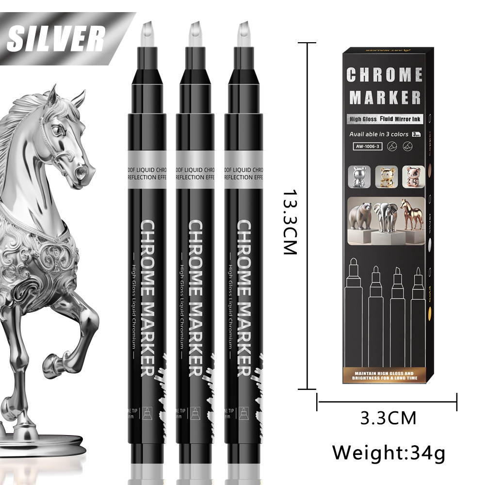 Lápiz de cromo de metal lápiz de marca lápiz de pintura de metal molde de tinta impermeable lápiz de reparación de pintura lápiz de firma líquida