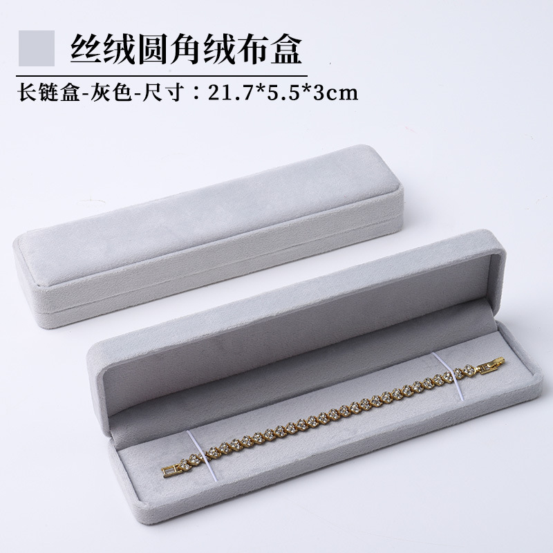 Caja de joyería de terciopelo de alta gama, caja de embalaje de terciopelo para anillos, pulseras, pendientes, cadenas largas, caja de regalo para joyería