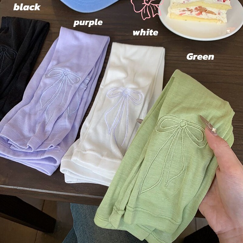 Summer Sunscreen Sleeves for Travel Riding Arm Protection Wrist Protection Sunshade Hand Sleeves Women's Embroidered Bow Ice Sleeves Outdoor