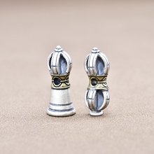 壹鹿雅S925纯银泰银复古DIY金刚杵法器配件饰品佛珠手串铃杵配饰