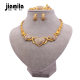 Jamila Dubai Bridal 24K Gold Plated Jewelry Set Middle East Women's Necklace Ring Earring Bracelet Four Piece Set