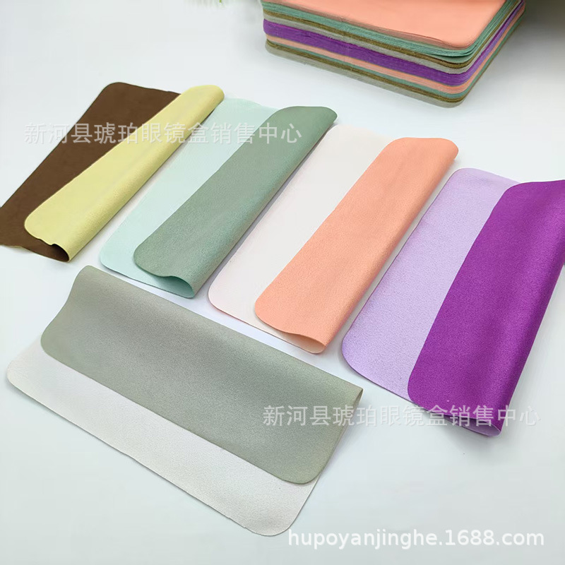 Fabricante de gafas de vello bicolor limpia lente de teléfono celular relojes de joyería seda isla tela limpia se puede imprimir LOGO