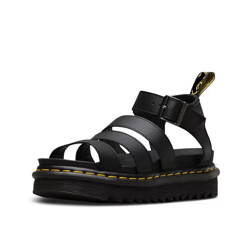 跨境夏季新款BLAIRE厚底马丁凉鞋女牛皮罗马凉鞋露指金属扣车缝线