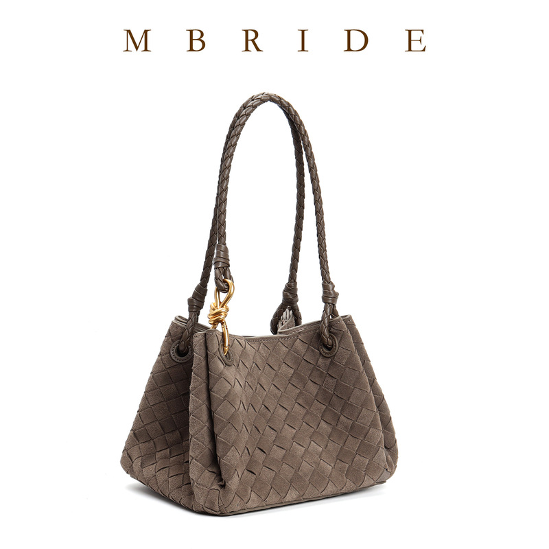 2026 New Model Genuine Leather Woven Parachute Bag, Matte Leather, Shu Qi Style, Relaxed Feel, Hand-Held Basket Bucket Bag