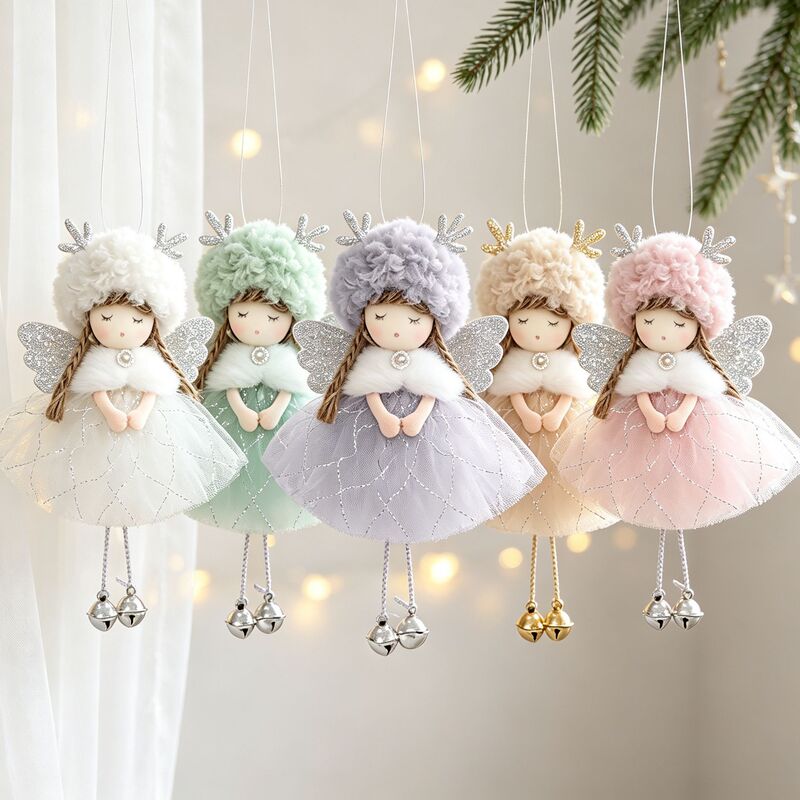 Christmas New Arrival Lamb Wool Lace Skirt Wings Angel Pendant Christmas Tree Accessories Scene Dress Up