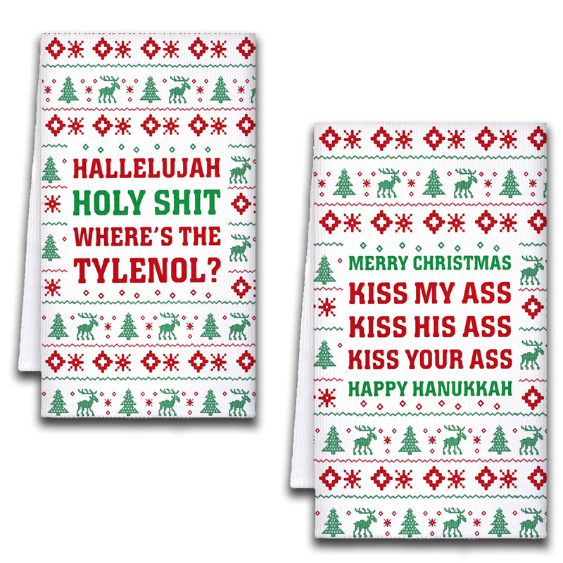 Cross-border TEMU supply microfiber Christmas letter funny 3D printed towel kitchen suction towel wash face Cross-border TEMU supply microfiber Christmas letter funny 3D printed towel kitchen suction towel wash face