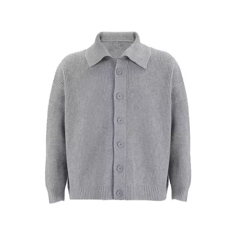 American-Style Niche Navy Collar Button-Up Cardigan Sweater for Men, New Arrival, Lazy Style, Versatile Lapel Jacket for Men