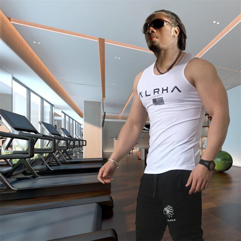 Sports Vest Men's Summer Thin Cotton Breathable Sexy V-Neck Training Vest Outdoor Running Fitness Vest