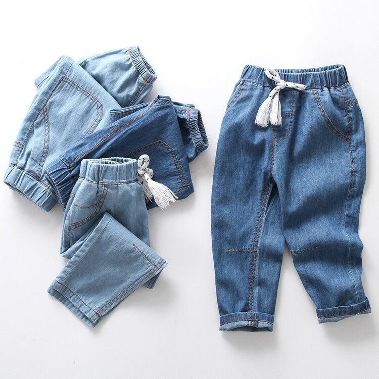 Boys Summer Denim Anti-Mosquito Pants 2024 New Kidsren's Light and Breathable Casual Pants Baby Summer Soft Pants