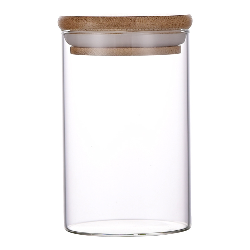 Tarro de condimento de vidrio Tarro de almacenamiento Paquete de combinación de Amazon Tarro sellado de 12 latas con tapa de bambú Traje de algodón perla