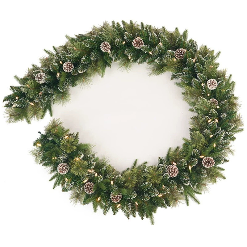 Factory Direct Sale PE PVC Pine Needle Mixed Ivy Vine with Lights Christmas Vine for Christmas Decorations