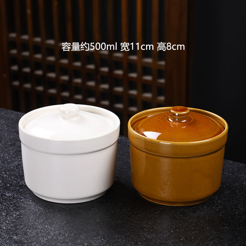 Taza de estofado de olla de barro guisada recta en agua, olla de estofado de una persona, olla de sopa con tapa, shaxian snack, nido de pájaro, olla de sopa hirviendo de cerámica