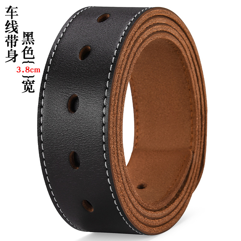 Cinturón sin cabeza de piel de vaca tira de hebilla lisa de cuero de los hombres con cuerpo