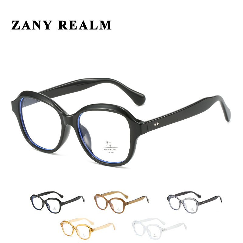 Nuevo marco negro liso cara redonda anti-azul gafas de luz pequeña fragancia viento Red rojo Maillard gafas lisas hombres y mujeres fabricantes en stock