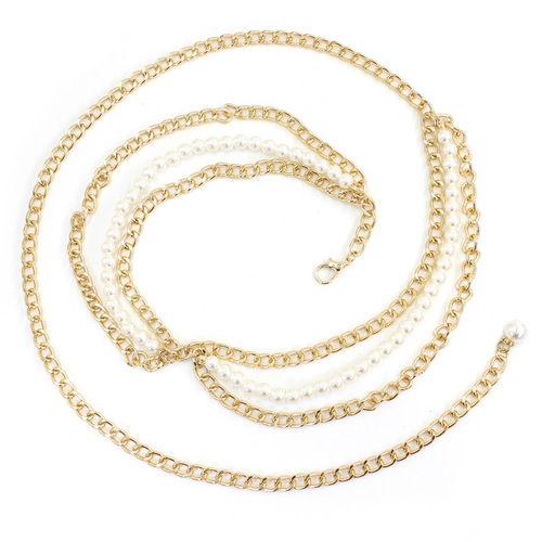 Pearl waist chain women's small fragrance with suit dress shirt metal decorative belt internet celebrity chain one piece drop shipping