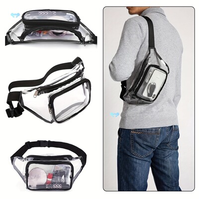 1pc Contemporary Transparent pvc Waist Bag with Adjustable