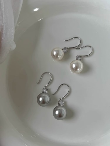 Fangtangjia classic zirconium diamond Austrian Shijia pearl ear hooks high-end light luxury earrings
