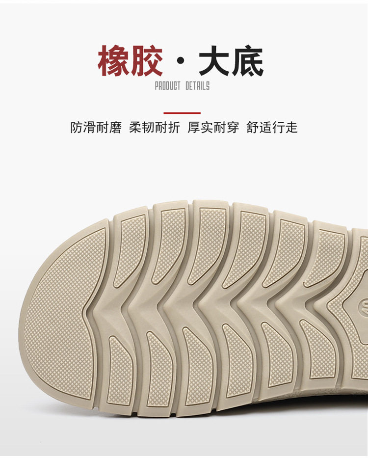 Giày sandal nam thân lưới dệt thoáng khí khoét lỗ, khóa dán, kiểu bao đầu, đi học và đi chơi mùa hè — Màu kaki, màu đen chi tiết 13