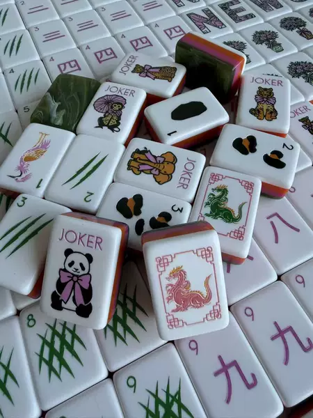 Creative Cartoon Mahjong Tiles Acrylic Hand-Cranked Mahjong Home Party Entertainment Toy Panda Animal Pattern