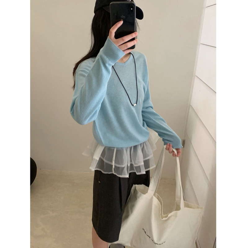 Mushi 100% Pure Wool Women's Pullover Sweater, Spring Korean Style, Soft and Smooth V-Neck Solid Color Knit Top M7086 Mushi 100% Pure Wool Women's Pullover Sweater, Spring Korean Style, Soft and Smooth V-Neck Solid Color Knit Top M7086