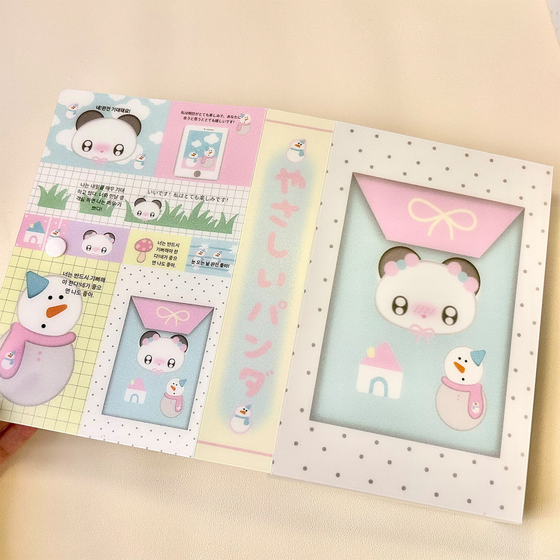A6 収納ボックス カットフィルム ステッカー テープ収納 かわいい スナップボタン 高価値 パンダヘッド Wowakawaka オリジナル|undefined
